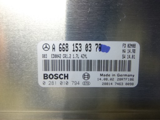 COMPUTER MOTORE MERCEDES W168 1.7CDI A6681530379