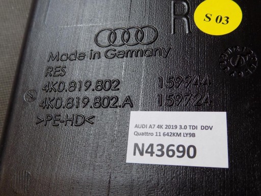 AUDI A7 4K TUNEL VZDUCHOVÁ TROUBA 4K0819802