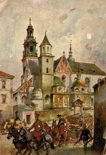 Pohľadnica Rakúska armáda opúšťa Wawel