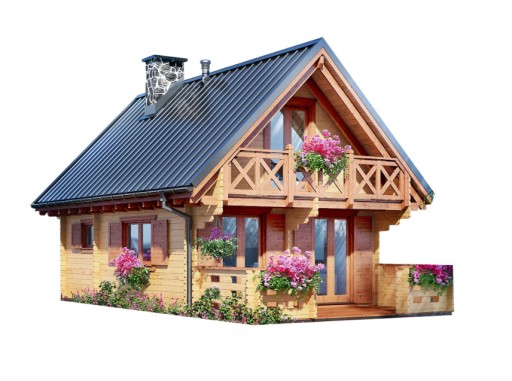 Domek drewniany z piętrem i balkonem Alicja 84 m2 9103278558 - Allegro.pl