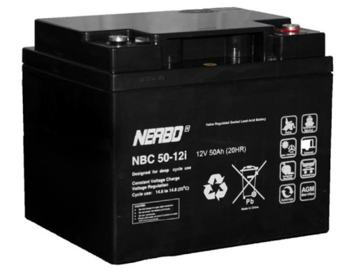 Аккумулятор nerbo nbc 12 в/50 ач для инвалидной коляски