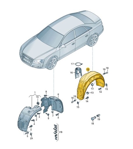 4H0810172D - КОЛЕСНАЯ АРКА КРЫЛО КРЫШКА ЗАДНЯЯ ПРАВАЯ AUDI A8 D4 Дилерский центр