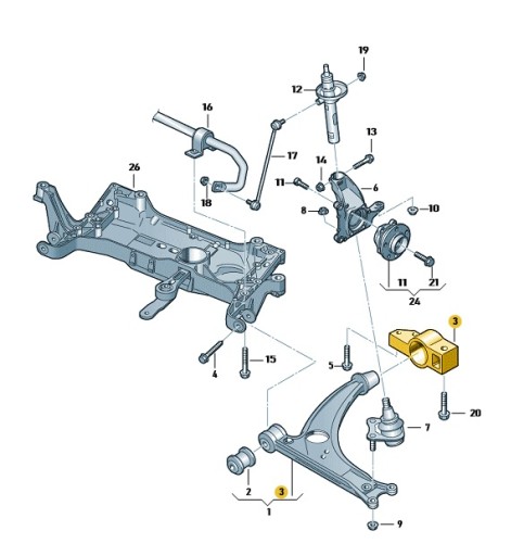 Сайлентблок рычага управления vw audi seat original 3c0199231f