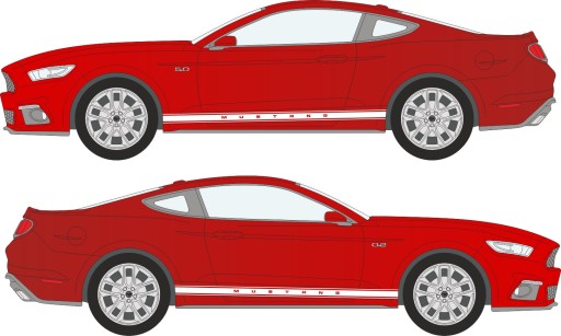 НАКЛЕЙКИ НА БОКОВОЙ РЕМЕНЬ FORD MUSTANG GT 2015-18