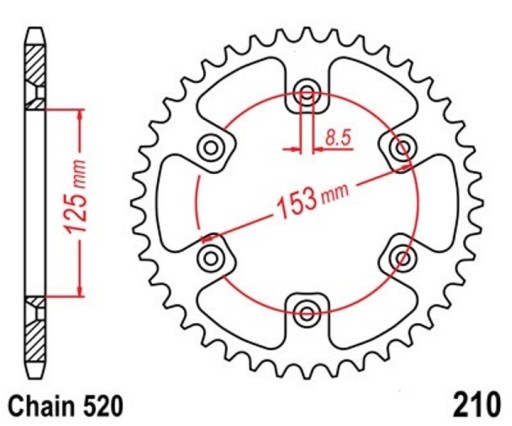 2.6K34.063 - ЗАДНЯЯ ЗВЕЗДОЧКА 52 HONDA CR 125/250/500 CRF 230