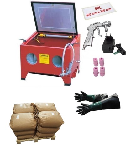 Комплект пескоструйной машины 90L + абразив 300 кг