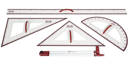 Набір циркуля, 2 косинця та лінійка