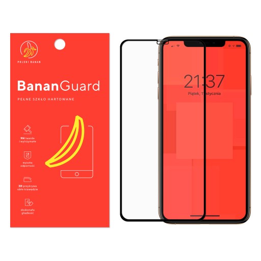 Szkło hartowane 5D BananGuard pełne do Apple iPhone Xs Max