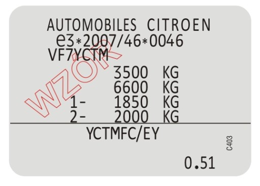 Tabliczka / Naklejka Znamionowa Citroen Za 78 Zł Z Stalowa Wola - Allegro.pl - (8931921104)