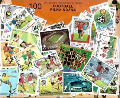 Zestaw 100 znaczków pocztowych - PIŁKA NOŻNA