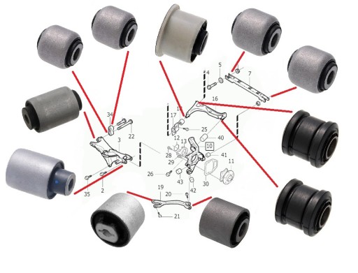 867707 - Втулки важіль задні volvo xc90 2002-2009 11 штук