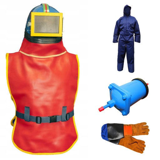 Шлем, перчатки, фильтр для пескоструйной обработки, НАБОР