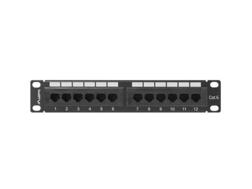 PATCH PANEL 12 PORT 1U 10&quot; KAT.6 CZARNY LANBERG