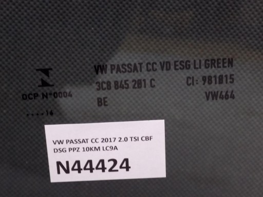 VW PASSAT CC window left front 2016 3C8845201C