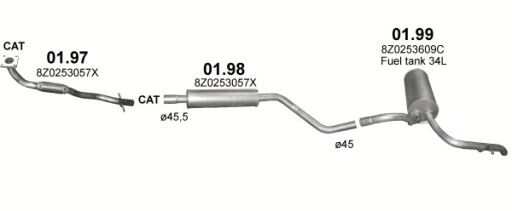 01.98 - ГЛУШИТЕЛЬ ЦЕНТР. AUDI A2 1.4 01.98AL/PLO