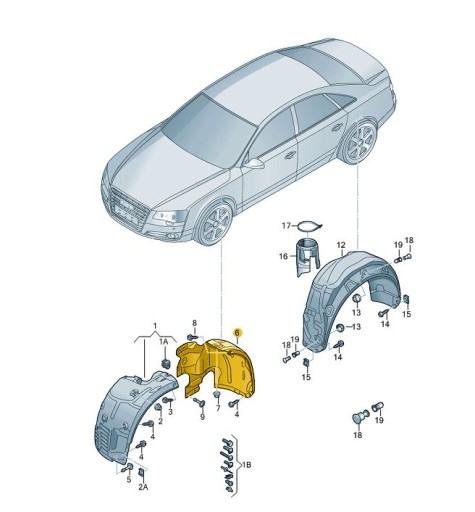 4H0821192E - КОЛЕСНАЯ АРКА КРЫЛО КРЫШКА ПЕРЕДНЯЯ ПРАВАЯ AUDI A8 D4