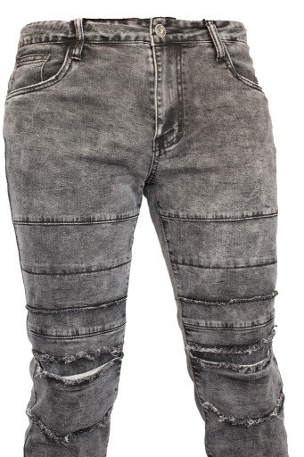 Spodnie jeansy, dzinsy, męskie Stalowe darte cięte 8645032201 Odzież Męska Spodnie LA OKLGLA-1