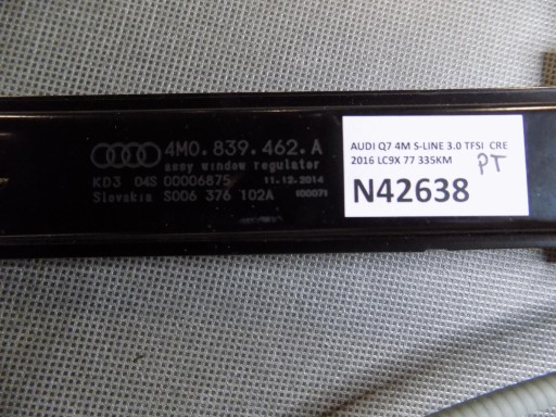AUDI Q7 4M Mécanisme Vitres Droite Arrière KPL