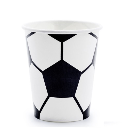 Паперові стакани PartyDeco Piłka 6x220 мл чорно-білі