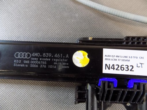 AUDI Q7 4M mechanism windows left rear part KPL 4M0839461A