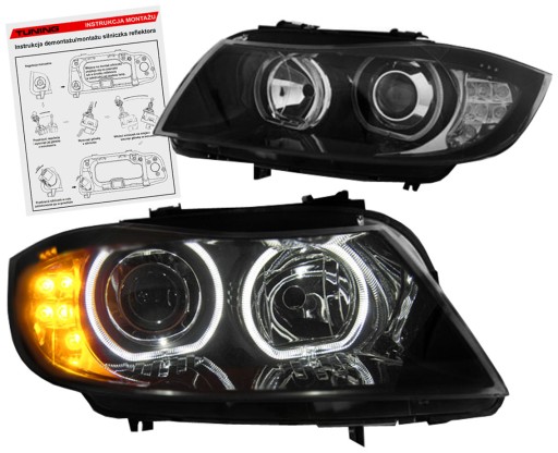 BJ1FL - BMW 3 E90 E91 08-11 ЛАМПЫ Светодиодные фары кольца H7