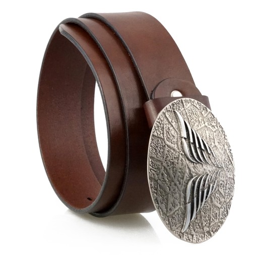 КОЖАНЫЙ РЕМЕНЬ ДЛЯ БРЮК 4 СМ КОРИЧНЕВЫЙ МОТОЦИКЛИСТ