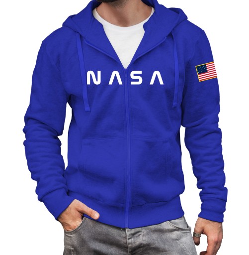 Bluza NASA męska z kapturem ROZPINANA niebieska S 8949677244 - Allegro.pl