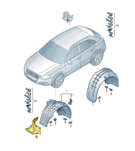 8U0853888A - СПОЙЛЕР ПРАВОГО КЛЕСА AUDI Q3 RS SLINE