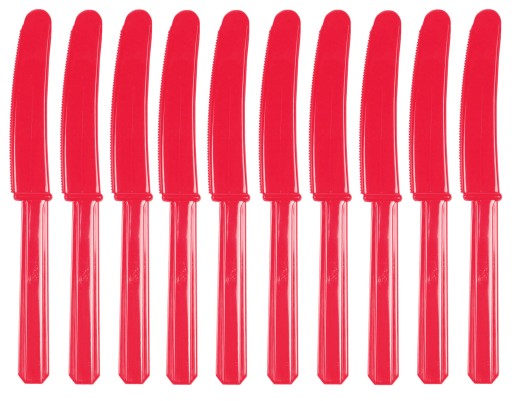 Пластикові ножі червоні, мангал на день народження 10 шт