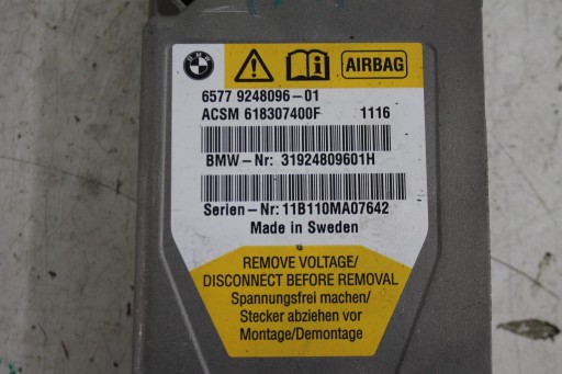 module SENSOR airbag 9248096 BMW F10 F11 F30