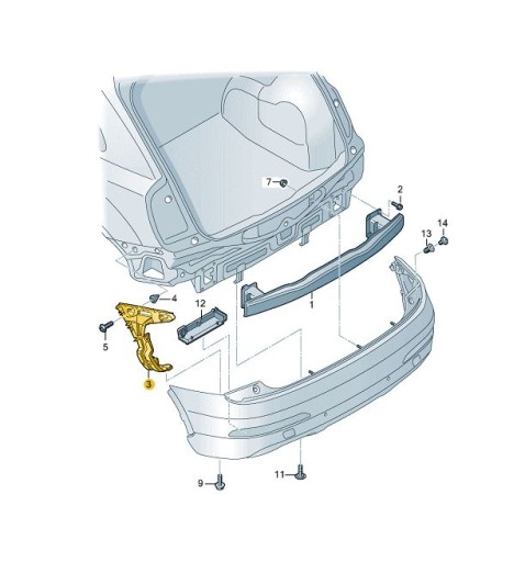 8U0807454B - Змінна напрямна кронштейн бампер задній AUDI Q3 правий