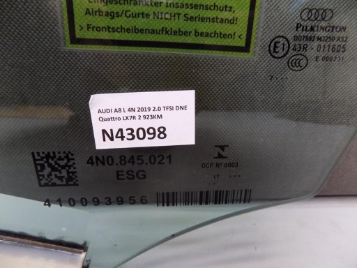 AUDI A8 4N D5 window left front 4N0845021 2017