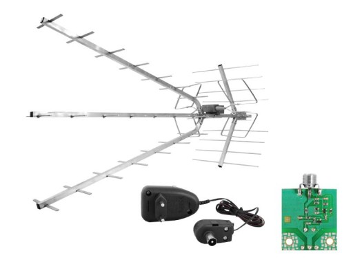 Antenna TV VHF/UHF - 28 Elementi, Per Segnale Digitale, Cavo Incluso