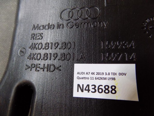 AUDI A7 4K TUNEL VZDUCHOVÁ TROUBA 4K0819801