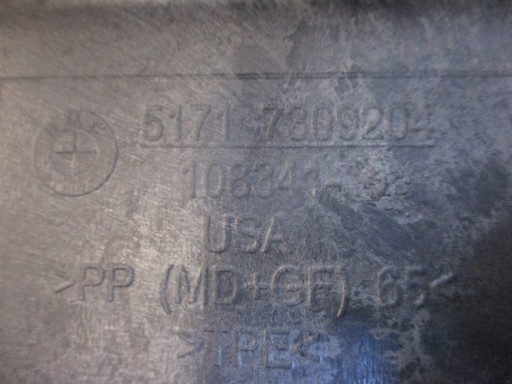 Couverture tablier moteur Cloison soubassement BMW X5 F15 7309204