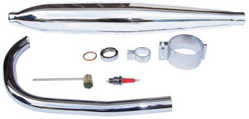 12334543 - Глушитель DELUX хром однорукий локоть WSK 125 B3