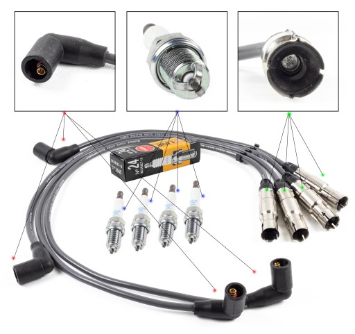 ZPR_53-0061_3045 -8 - Дроти + свічки ngk vw golf iv 4 1.6 2.0 97-06 рр.