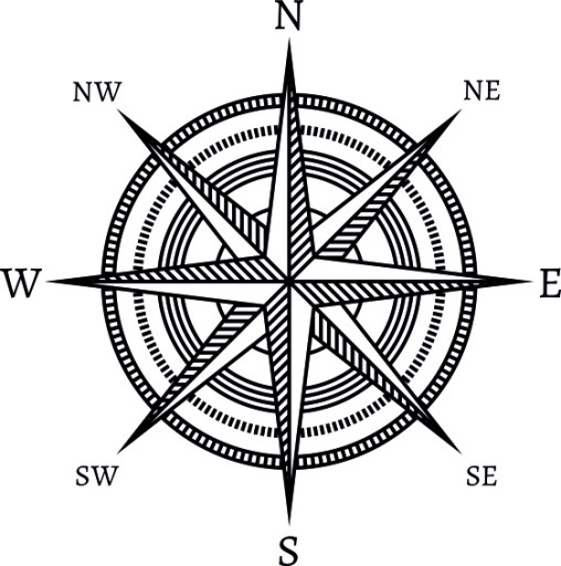 Наклейка Роза ветров v16_95x95cm _ полимер _ зеленый