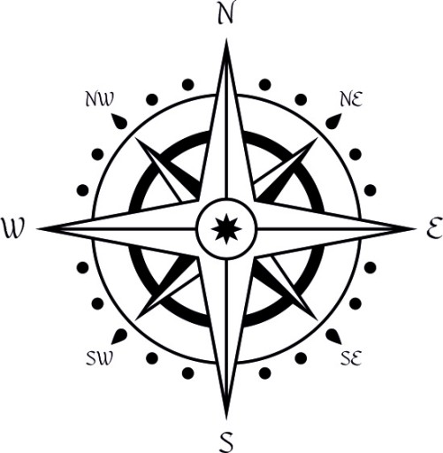 Наклейка Роза ветров v12_95x95cm _ полимер _ зеленый