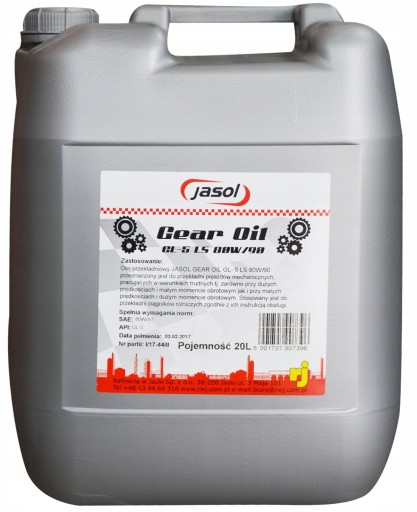 Jasol трансмісійне масло gl-5 ls 80w90 трансмісійне масло 20 років