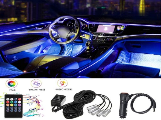 Оптичне волокно EL wire LED RGB ambient дистанційне керування app auto