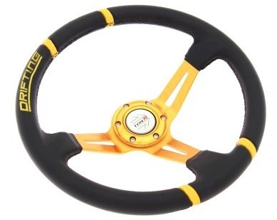 Спортивное рулевое колесо Drift злотый + NABA BMW E46