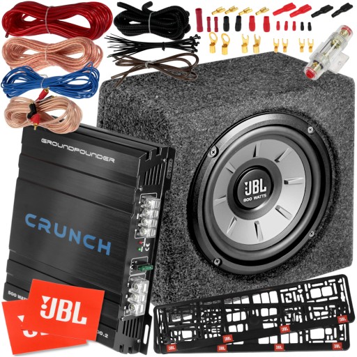 ДИНАМИК JBL 800W 20СМ КОРОБКА УСИЛИТЕЛЬ + КАБЕЛИ