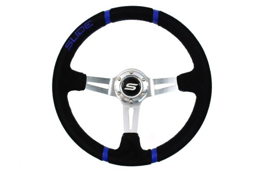 Руль слайд 350 мм смещение: 80 мм кожа синий