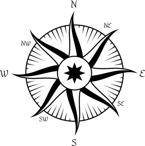 Наклейка Роза Вітрів v8_95x95cm _ полімер _ зелений