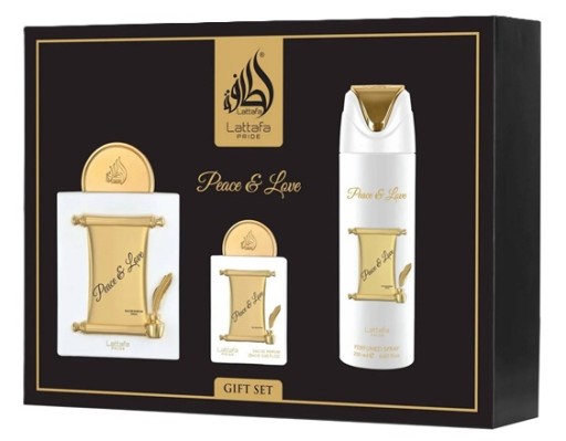 lattafa peace & love woda perfumowana 100 ml   zestaw 