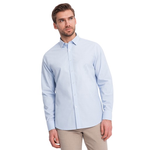 Pánska bavlnená košeľa klasická REGULAR modrá V1 OM-SHOS-0154 XL