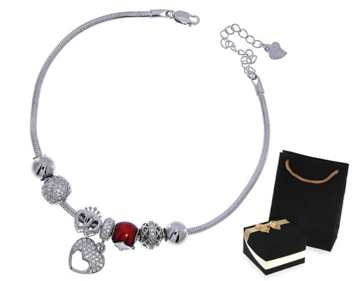 Strieborný náramok* modulárne srdce Charms guličky beads darček manželky* LgSB1159