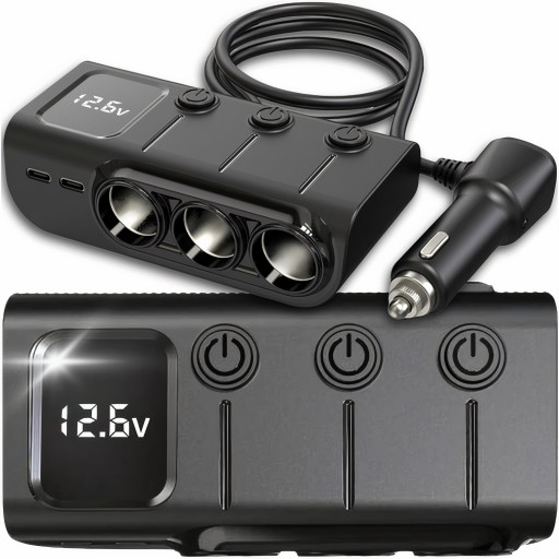 Разветвитель прикуривателя 3 розетки 12 / 24V 3xusb, 2x USB Type C, 3.6 A