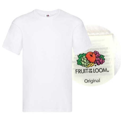 T-SHIRT KOSZULKA FRUIT OF THE LOOM - ORIGINAL XL MĘSKA BAWEŁNIANA BIAŁA